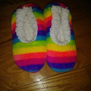 Sherpa rainbow slippers